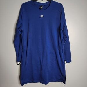 Adidas Women’s Sport Dress Long Sleeve Cotton Polyester Blue w/Zip Pockets READ
